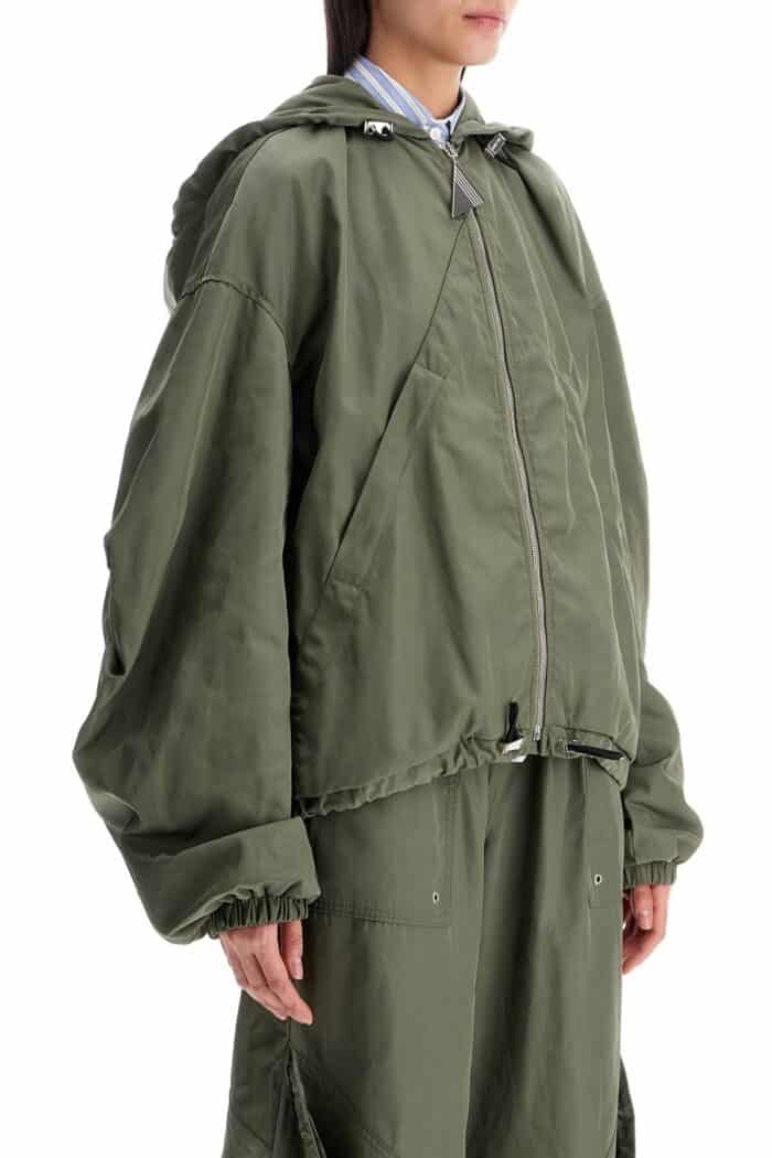 THE ATTICO Giubbotto Bomber Con Cappuccio Regolabile Verde Militare