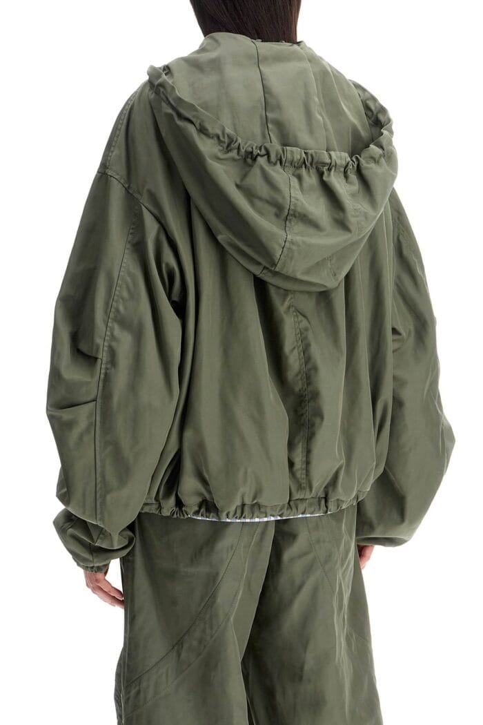 THE ATTICO Giubbotto Bomber Con Cappuccio Regolabile Verde Militare