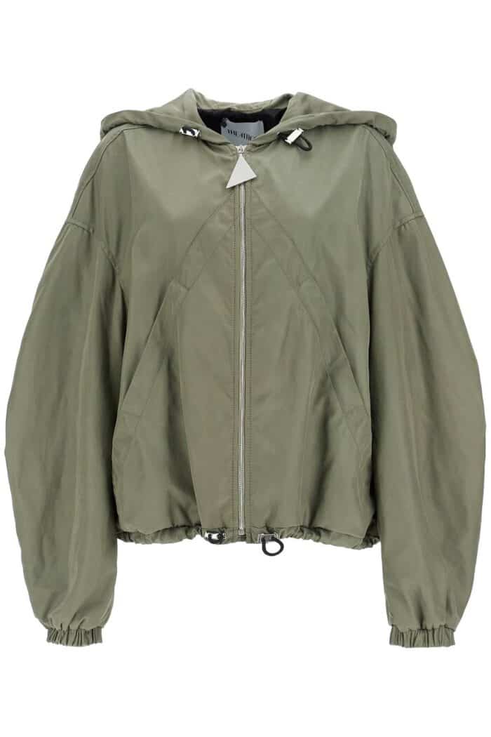 THE ATTICO Giubbotto Bomber Con Cappuccio Regolabile Verde Militare