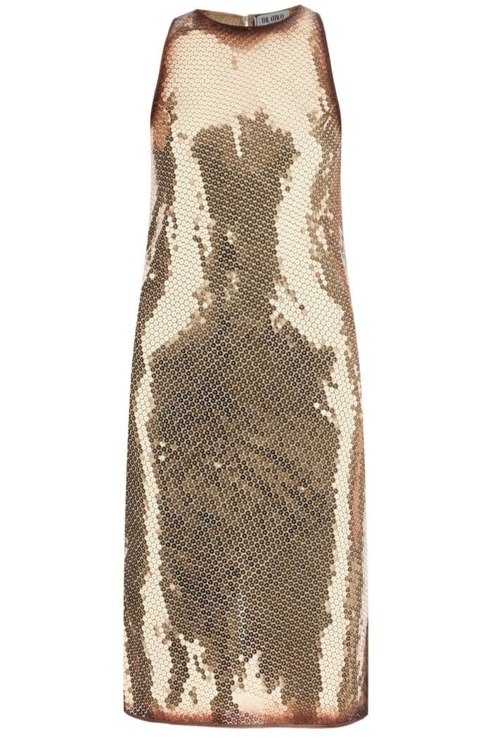 THE ATTICO Gold Sequin Mini Dress Without Sleeves