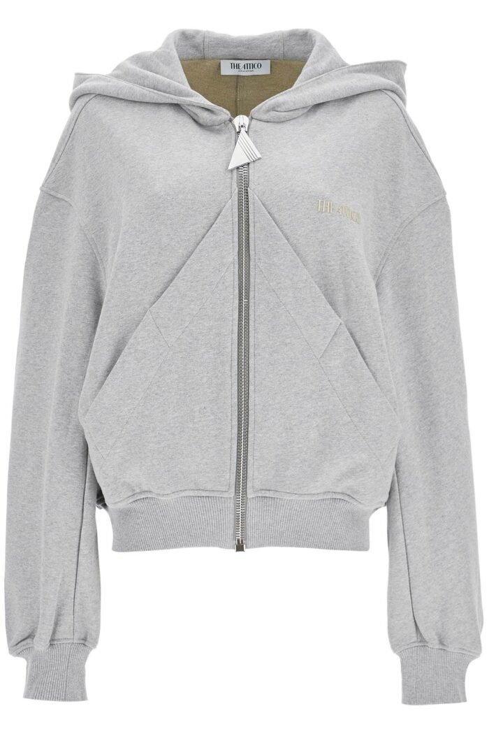 THE ATTICO Gray/beige Melange Loose Hoodie With Zip