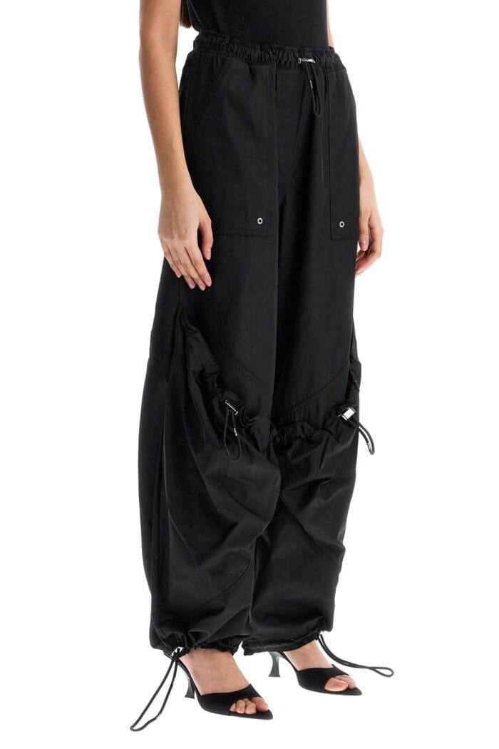 THE ATTICO High-waisted Black Elasticated Loose Fit Trousers With Pockets