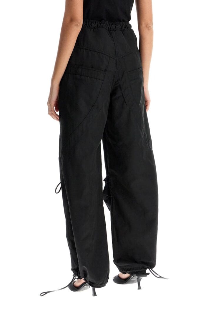 THE ATTICO High-waisted Black Elasticated Loose Fit Trousers With Pockets