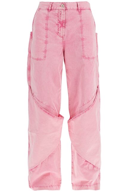 THE ATTICO High-waisted Loose Fit Pink Palazzo Pants In Cotton