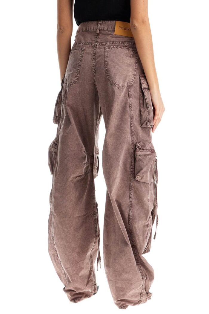 THE ATTICO High-waisted Wide-leg Cargo Pants Washed Mauve