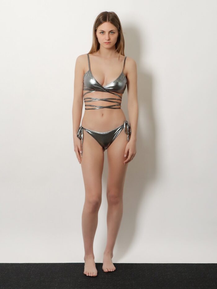 The Attico Il Primo Bagno Lycra Bikini With A Metallic Effect