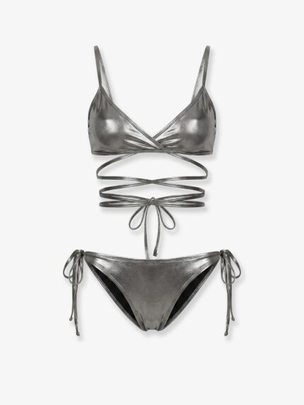 The Attico Il Primo Bagno Lycra Bikini With A Metallic Effect