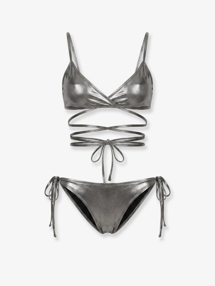 The Attico Il Primo Bagno Lycra Bikini With A Metallic Effect