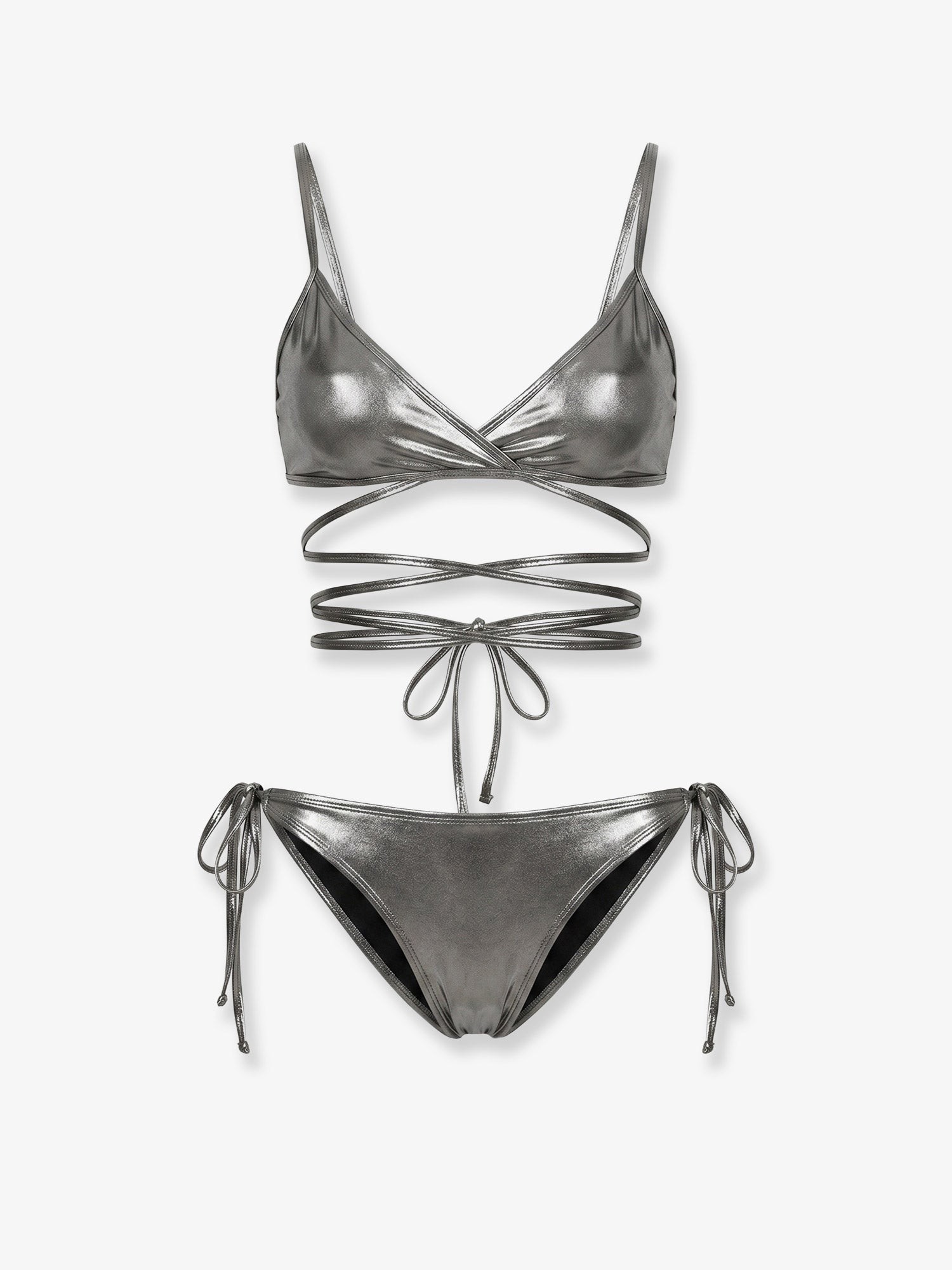 The Attico Il Primo Bagno Lycra Bikini With A Metallic Effect