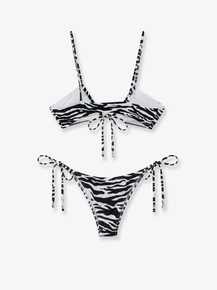 The Attico Il Primo Bagno Lycra Bikini With Zebra Print