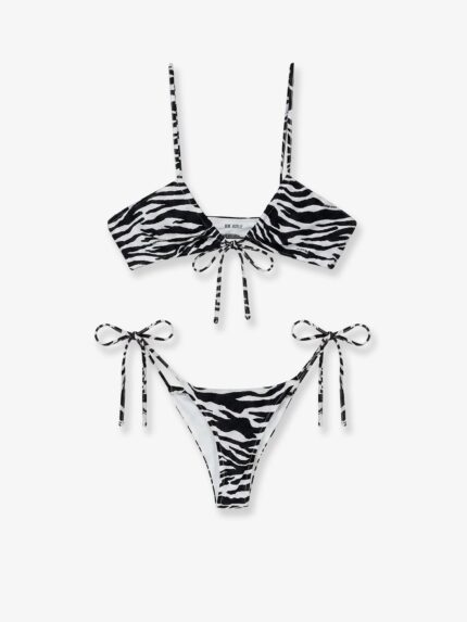 The Attico Il Primo Bagno Lycra Bikini With Zebra Print