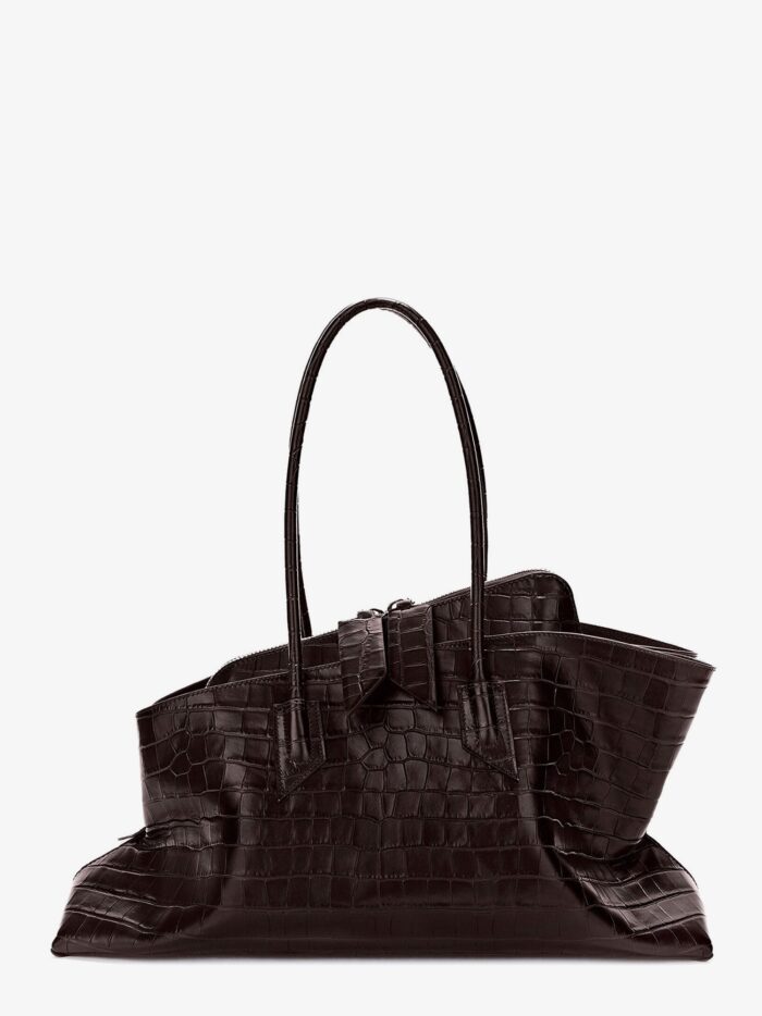 The Attico La Passeggiata Medium Leather Shoulder Bag With Croco Effect