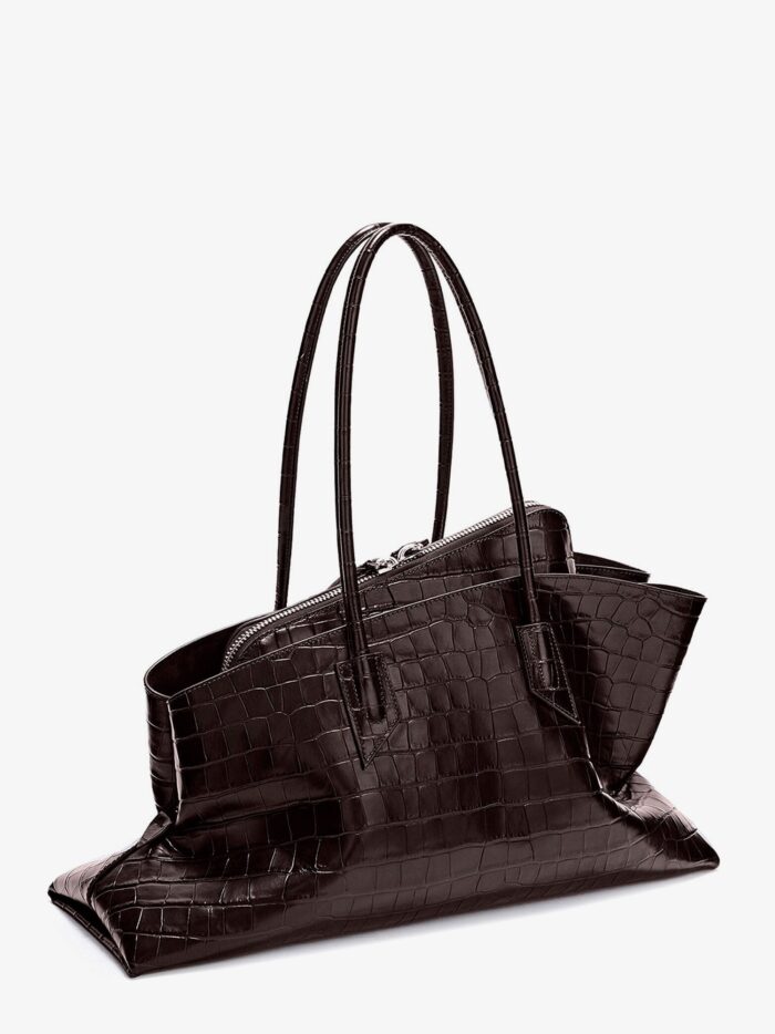 The Attico La Passeggiata Medium Leather Shoulder Bag With Croco Effect
