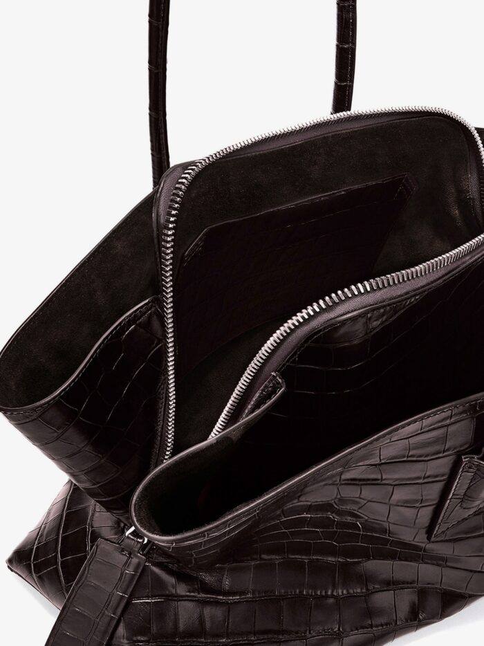 The Attico La Passeggiata Medium Leather Shoulder Bag With Croco Effect