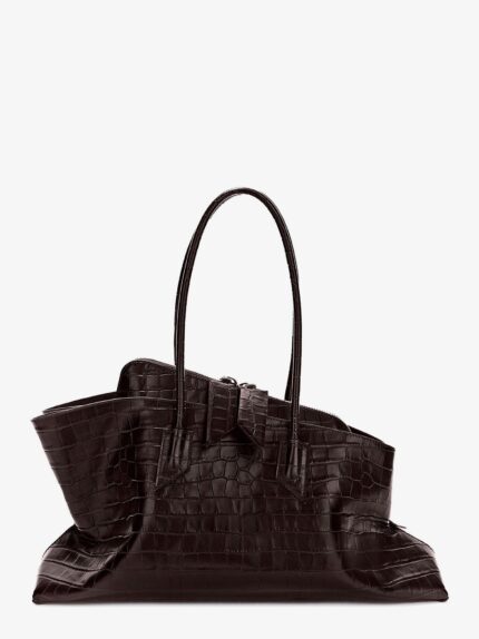 The Attico La Passeggiata Medium Leather Shoulder Bag With Croco Effect