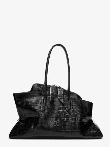 The Attico La Passeggiata Medium Leather Shoulder Bag With Croco Effect