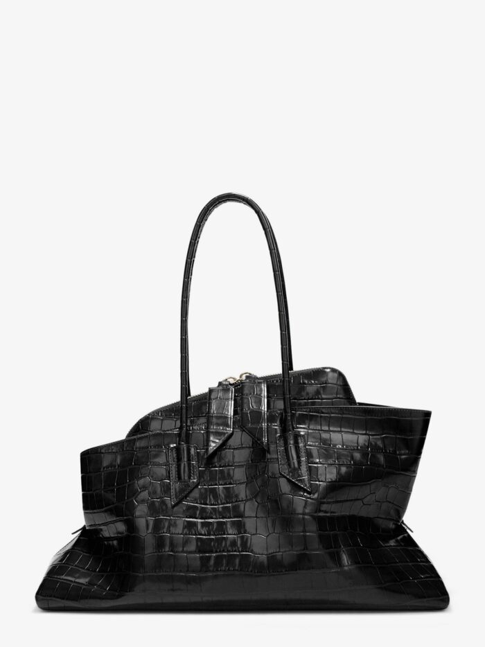 The Attico La Passeggiata Medium Leather Shoulder Bag With Croco Effect