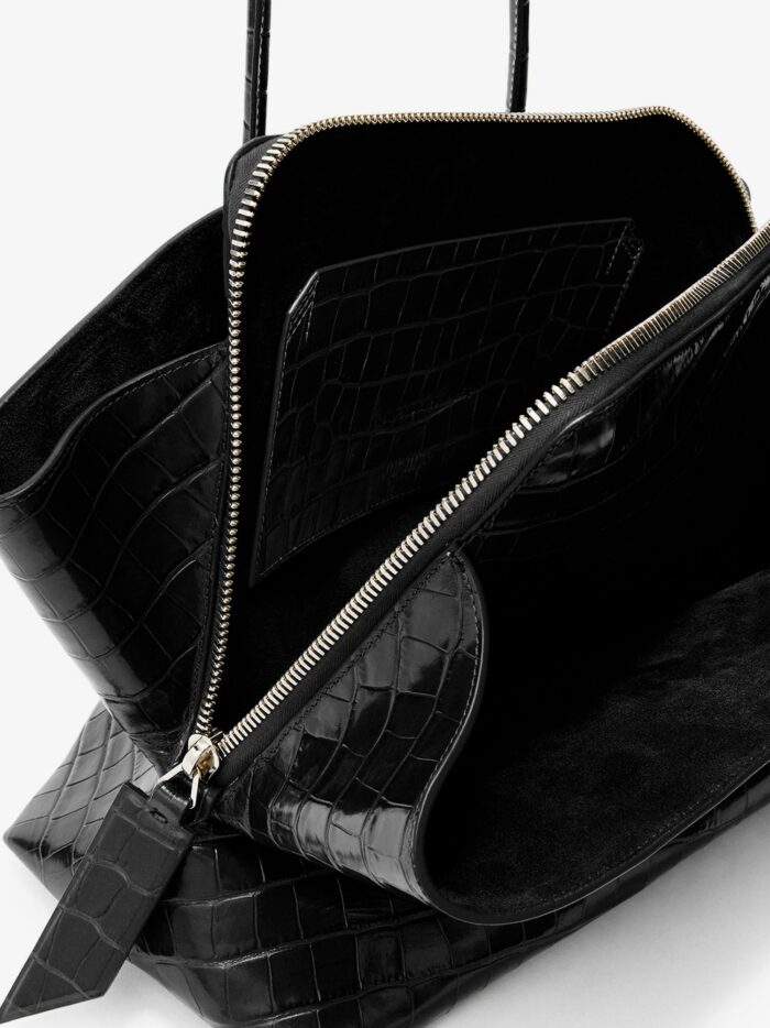 The Attico La Passeggiata Medium Leather Shoulder Bag With Croco Effect