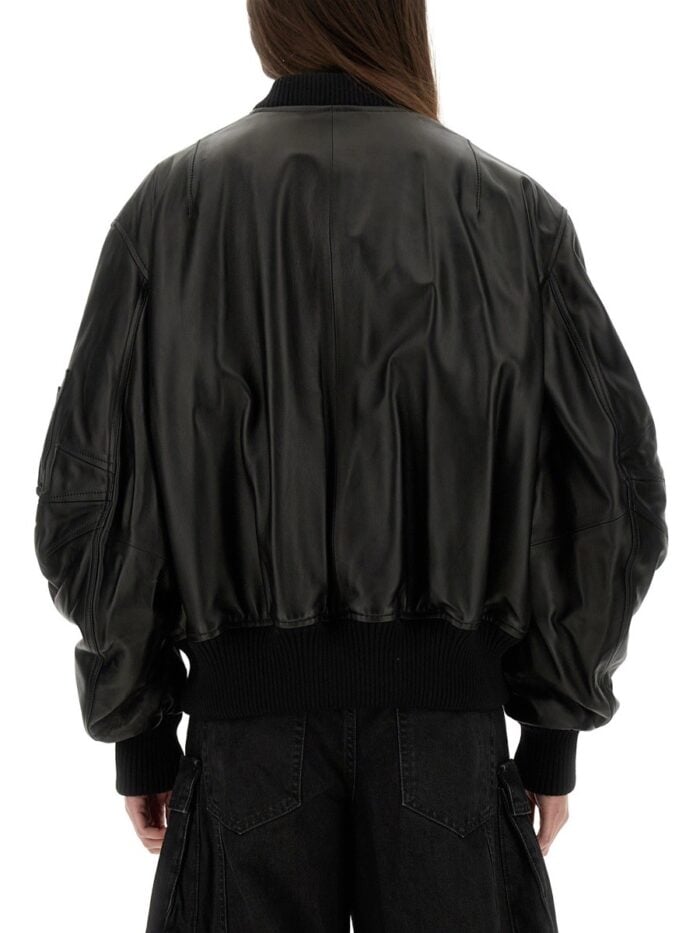 The Attico LEATHER BOMBER JACKET