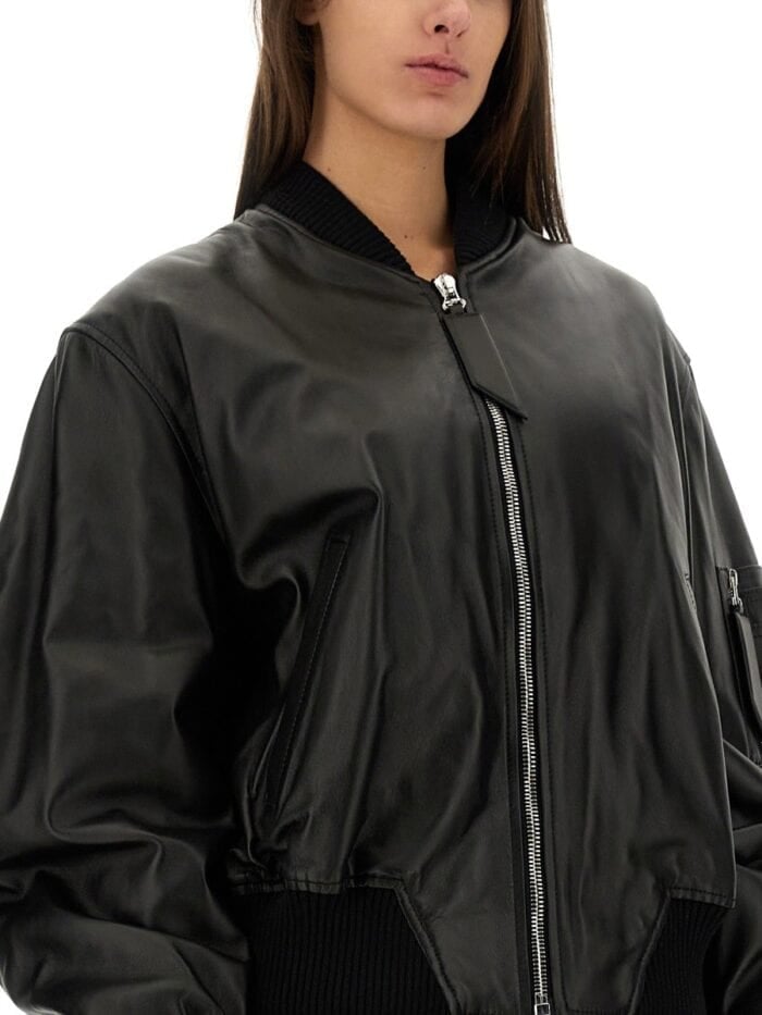 The Attico LEATHER BOMBER JACKET