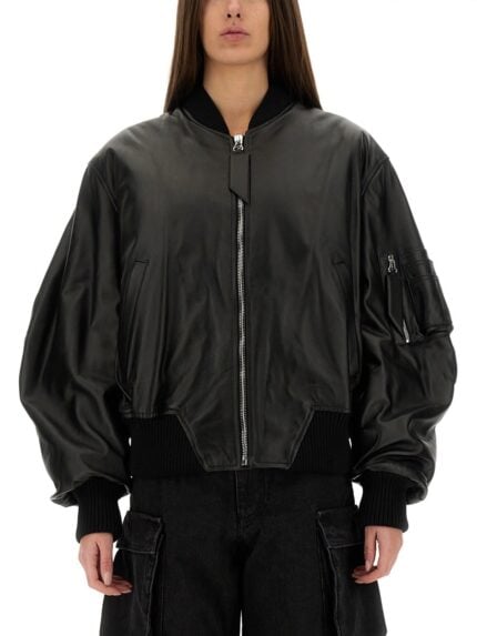 The Attico LEATHER BOMBER JACKET