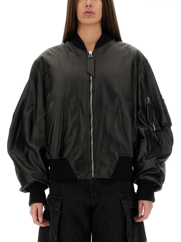 The Attico LEATHER BOMBER JACKET