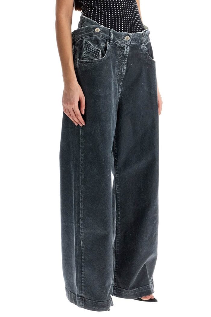 THE ATTICO Loose Fit High-waisted Navy Blue Denim Pants