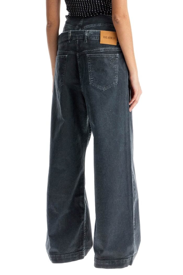 THE ATTICO Loose Fit High-waisted Navy Blue Denim Pants