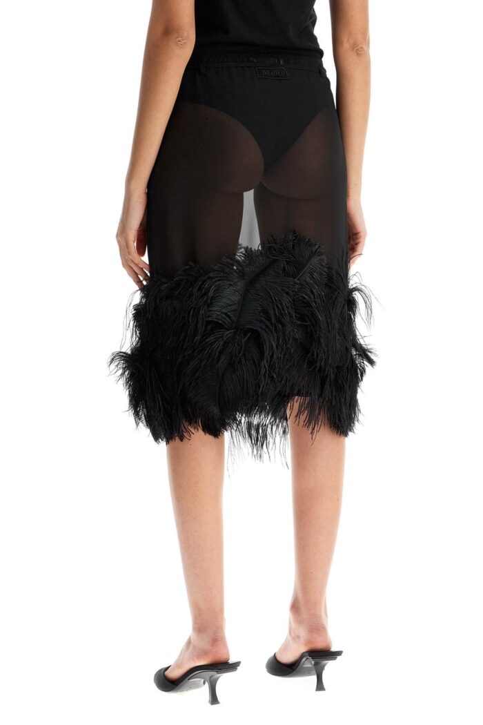 THE ATTICO Midi Skirt With Feathers.