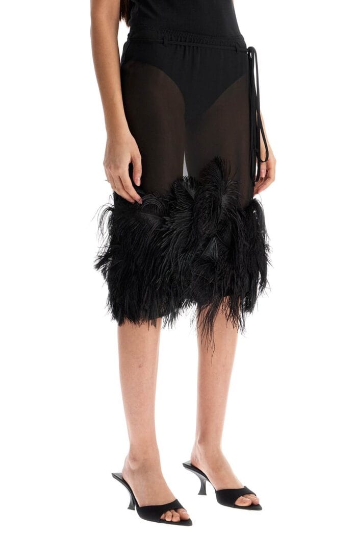 THE ATTICO Midi Skirt With Feathers.