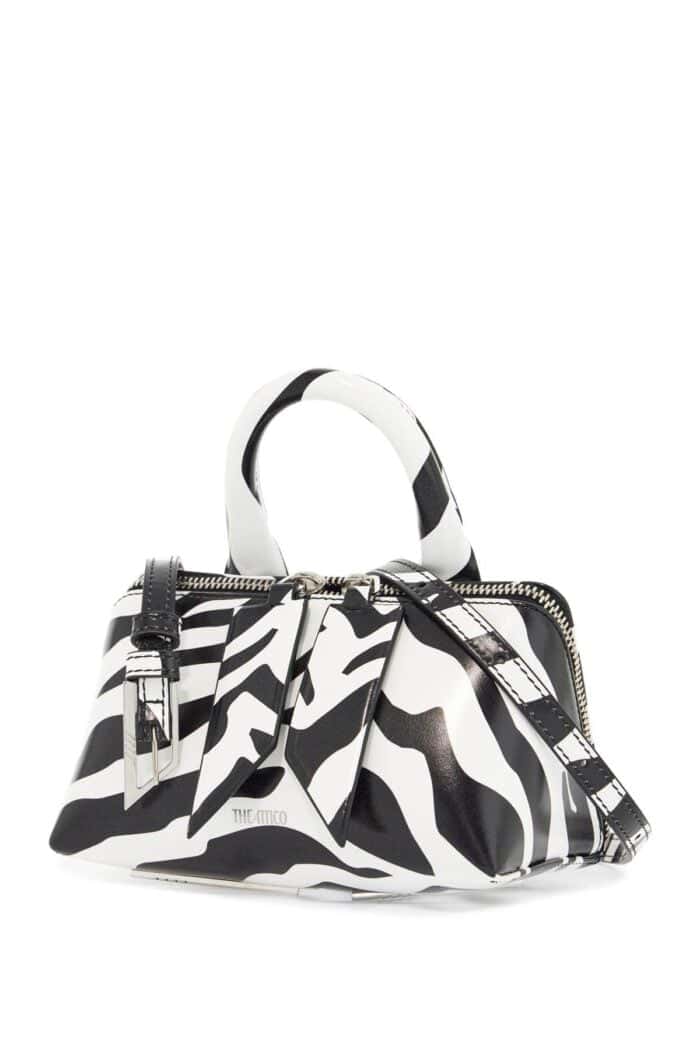 THE ATTICO Mini Bag Friday Black And White Animal Print In Calfskin