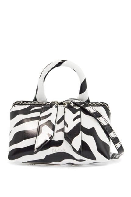 THE ATTICO Mini Bag Friday Black And White Animal Print In Calfskin