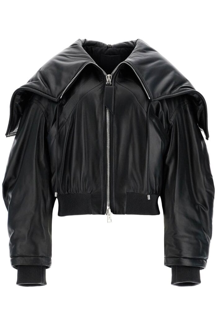 THE ATTICO Nappa Bomber Jacket With Oversized Hood