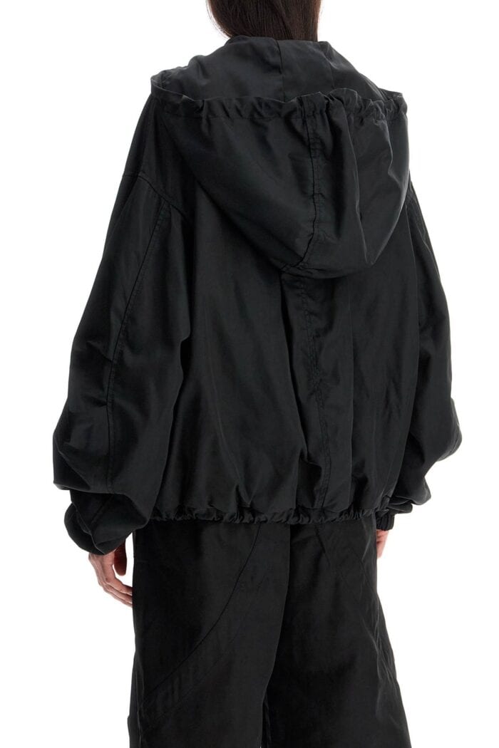 THE ATTICO Oversized Black Hooded Bomber Jacket In Polyester