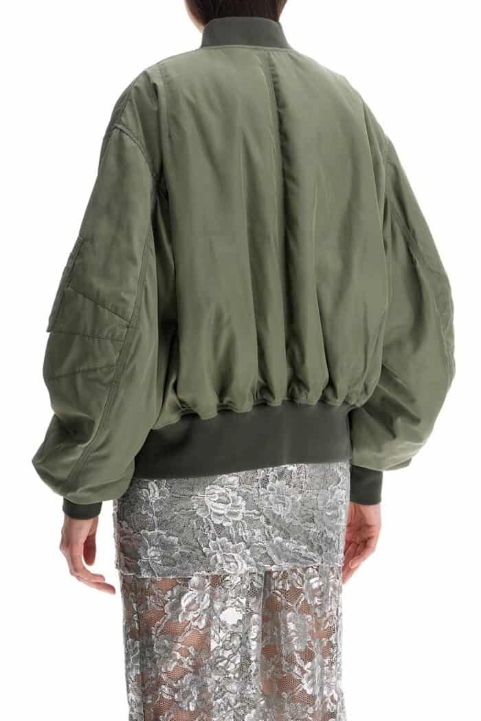 THE ATTICO Oversized Bomber Jacket With Puff Sleeves Military Green