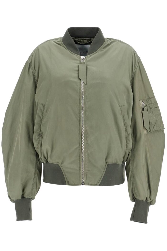 THE ATTICO Oversized Bomber Jacket With Puff Sleeves Military Green