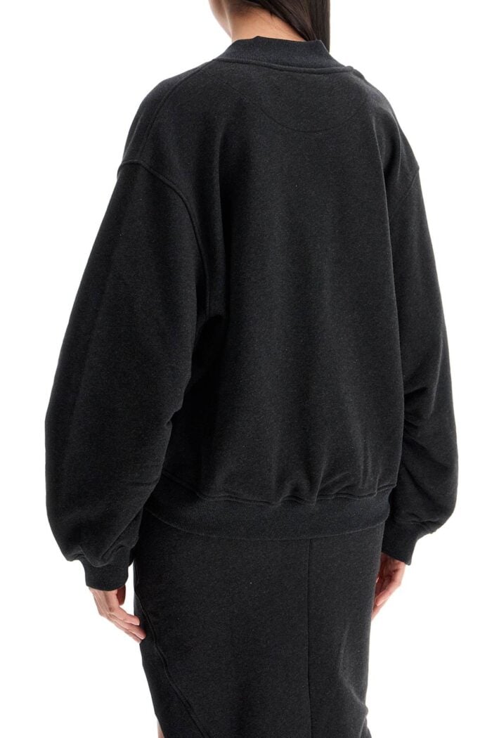 THE ATTICO Oversized Sweatshirt With Deep V-neck In Gradient Black