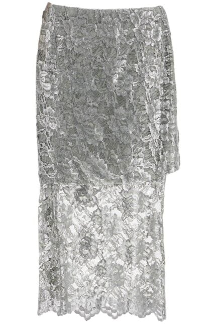 THE ATTICO Silver Lace Midi Skirt