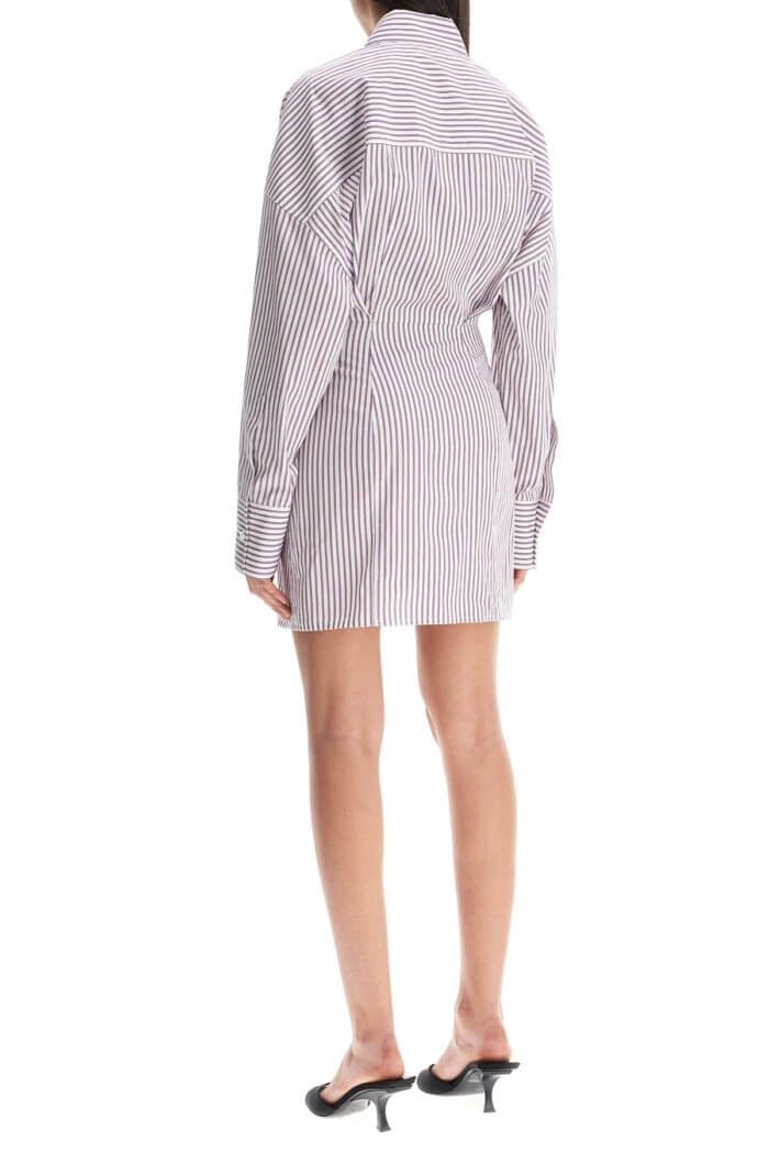 THE ATTICO White And Purple Striped Mini Shirt Dress