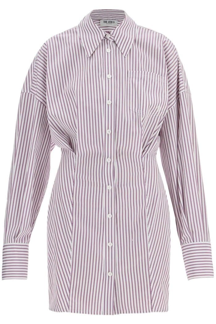 THE ATTICO White And Purple Striped Mini Shirt Dress