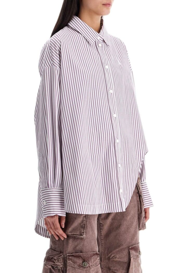 THE ATTICO White And Purple Striped Oversized Shirt