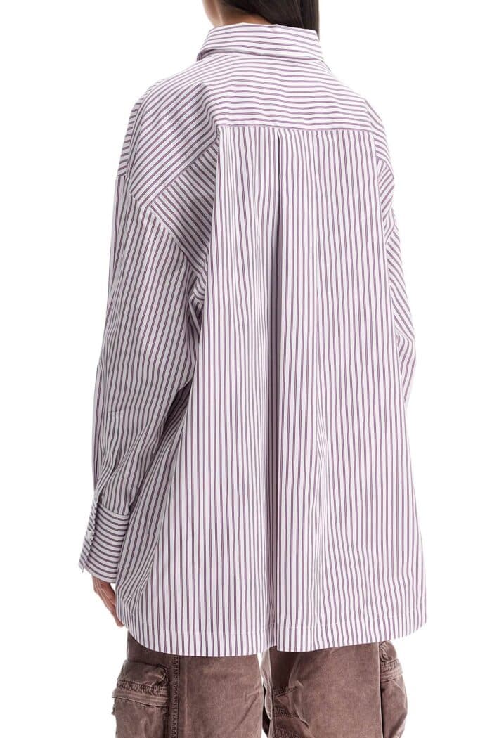 THE ATTICO White And Purple Striped Oversized Shirt