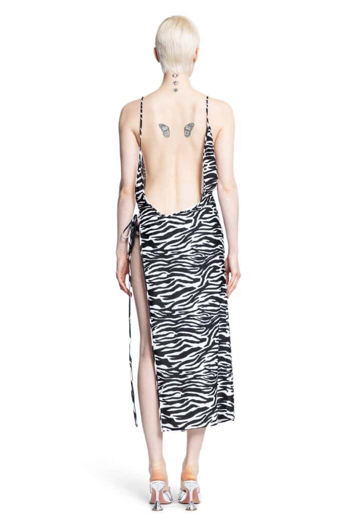 THE ATTICO Zebra Print Midi Dress