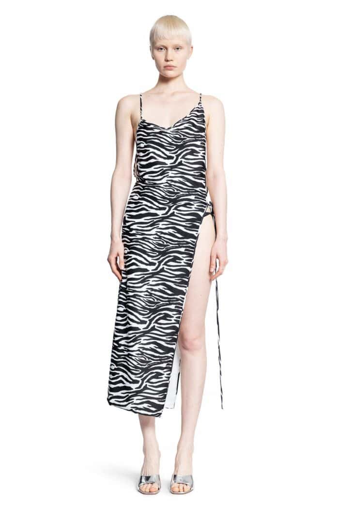 THE ATTICO Zebra Print Midi Dress