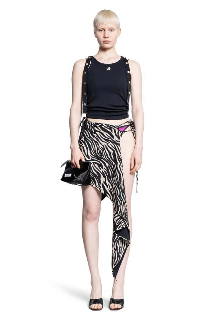 THE ATTICO Zebra Print Wrap Skirt