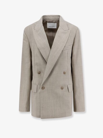 THE FRANKIE SHOP Newark Double-breasted Mélange Virgin Wool Blazer