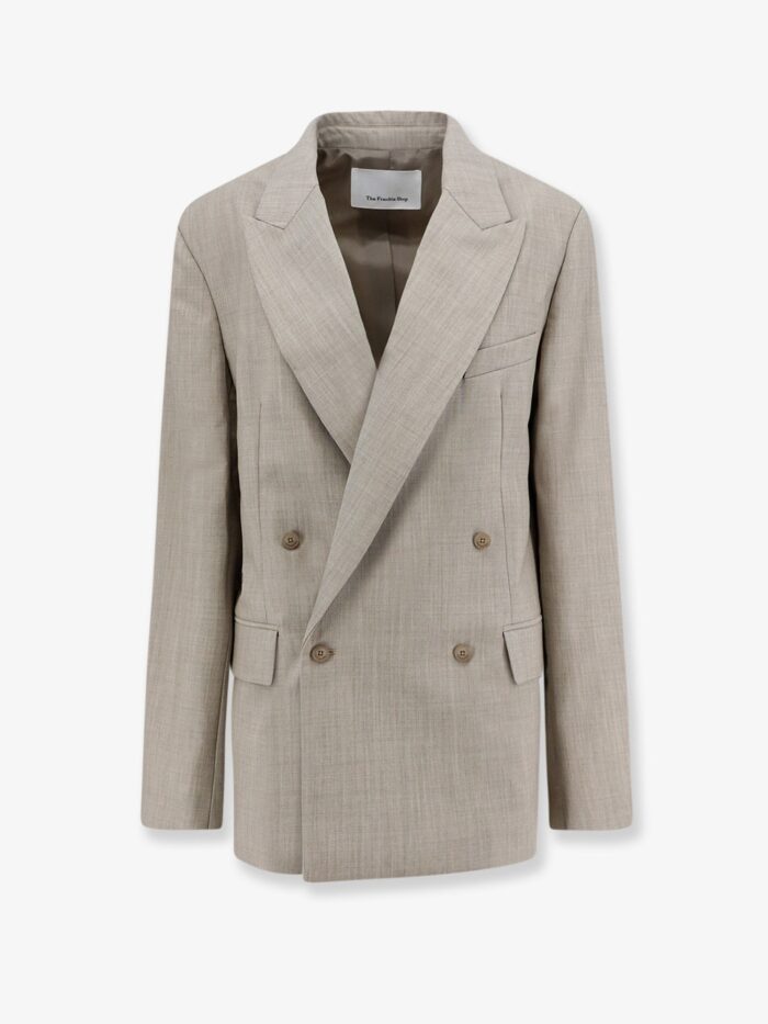 THE FRANKIE SHOP Newark Double-breasted Mélange Virgin Wool Blazer
