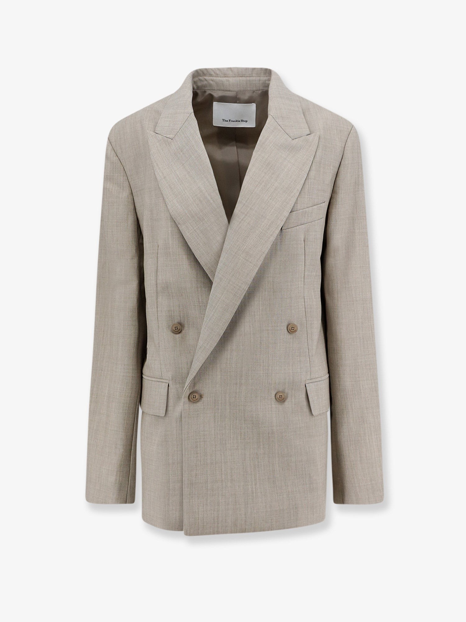 THE FRANKIE SHOP Newark Double-breasted Mélange Virgin Wool Blazer