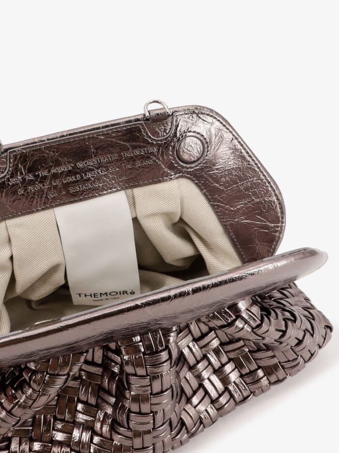 THEMOIRÈ Laminated Leather Tia Shoulder Bag With Woven Pattern