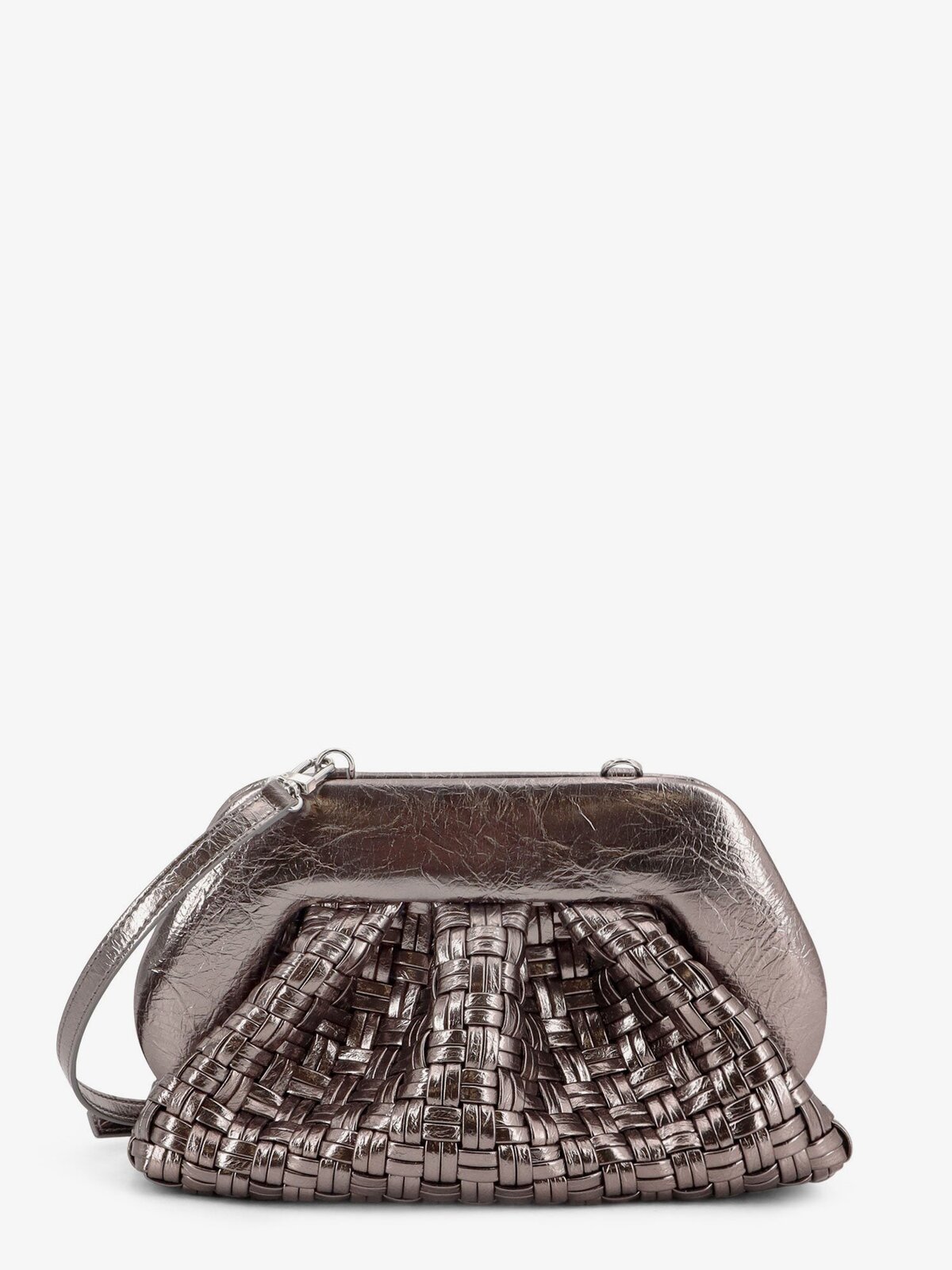 THEMOIRÈ Laminated Leather Tia Shoulder Bag With Woven Pattern